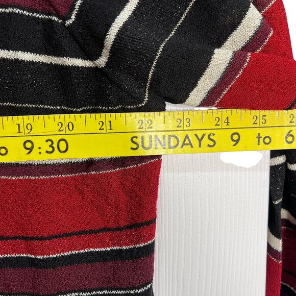 Koret Womens XL Red Black White Striped Long Sleeve 2 In 1 Sweater Tank Cardigan - Picture 5 of 6